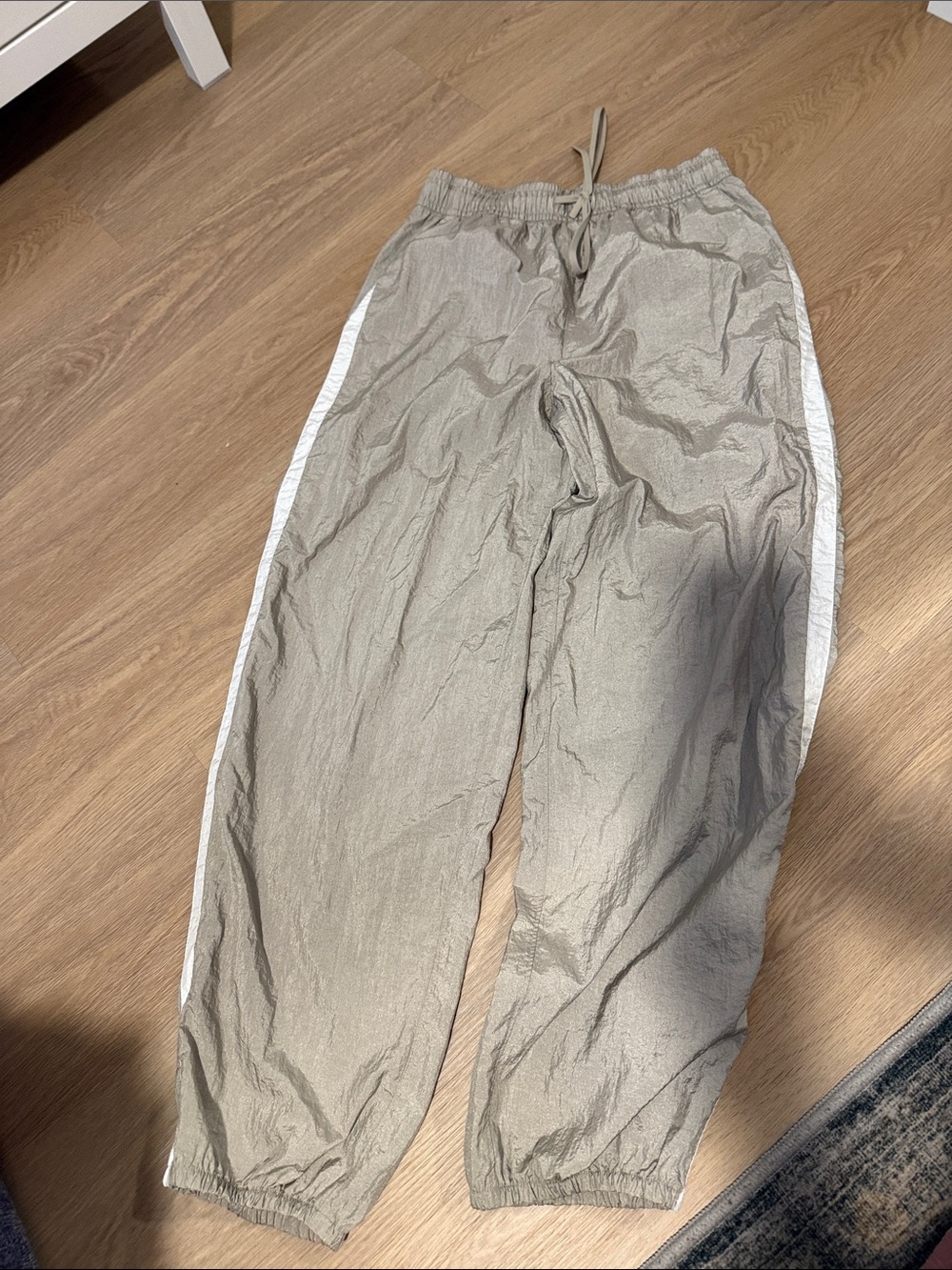 Athleta Gold Track Pants with White Side Stripe